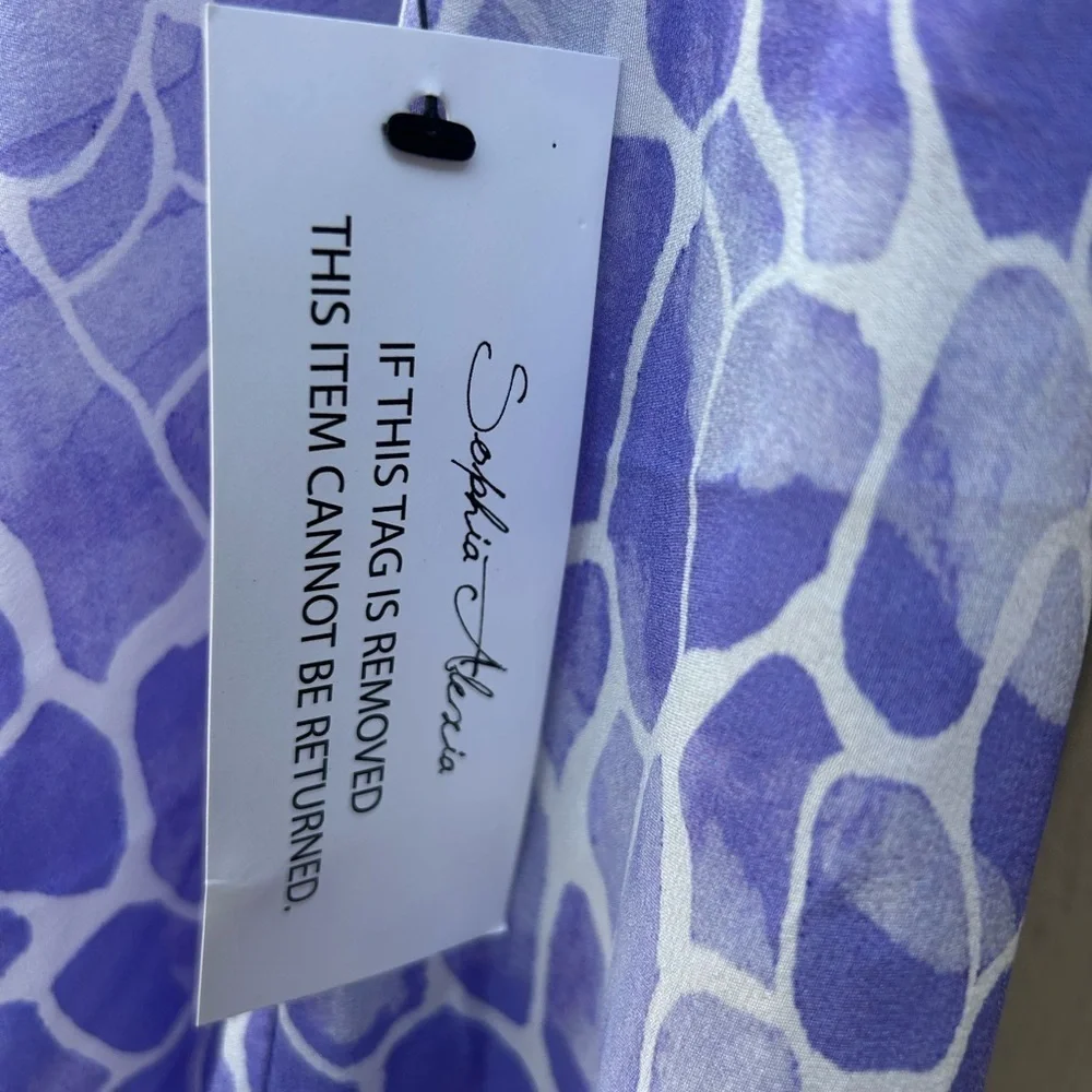 NWT Sophia Alexia Silk Mini Ibiza Dress Lilac Pebbles One Size Beach Resortwear - Picture 7 of 13